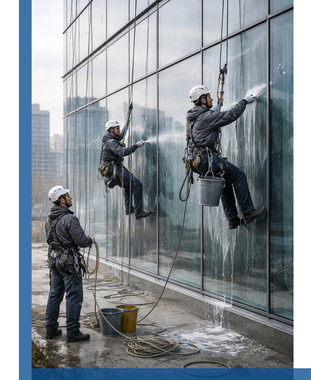 Промышленная мойка панорамных окон на высоте в Белой Калитве