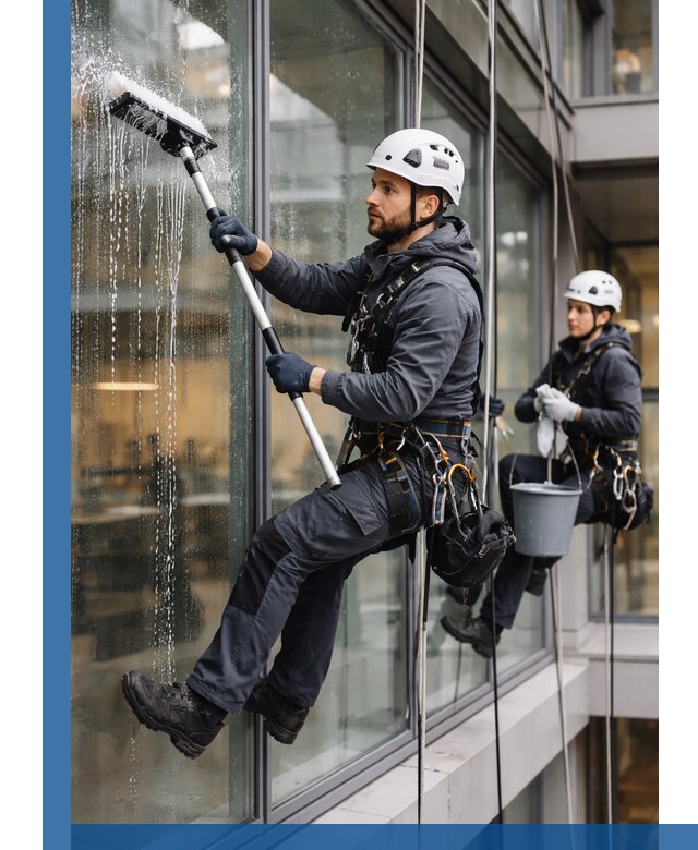 Профессиональная мойка витражей промышленными альпинистами в Белой Калитве