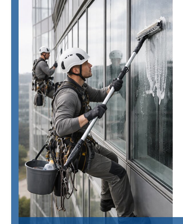 Высотная мойка сплошного остекления с выездом в Белой Калитве