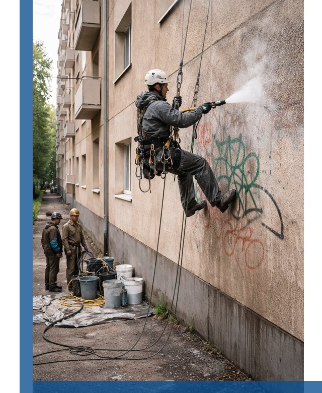 Удаление граффити с фасада в Белой Калитве без следов и повреждений