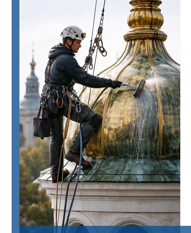 Профессиональная мойка куполов и шпилей высотными альпинистами в Белой Калитве