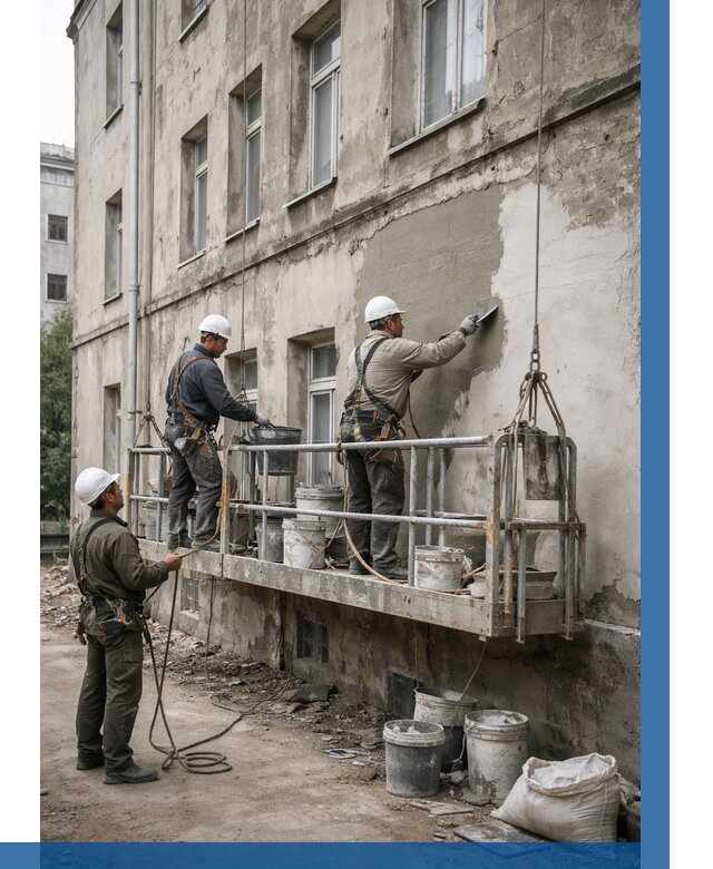 Капитальный ремонт фасада в Белой Калитве от 4356 р. | ВЫСОТНИК-Бкл