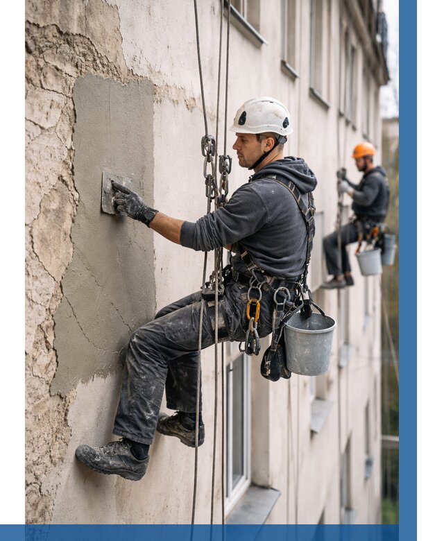 Восстановление штукатурки фасада в Белой Калитве от 1245 р. | ВЫСОТНИК-Бкл