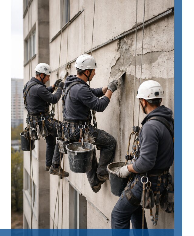 Ремонт бетонных элементов фасада в Белой Калитве от 2593 р. | ВЫСОТНИК-Бкл