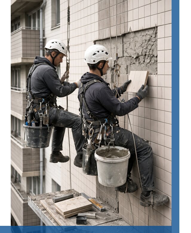 Ремонт облицовки фасада плиткой в Белой Калитве от 1867 р. | ВЫСОТНИК-Бкл