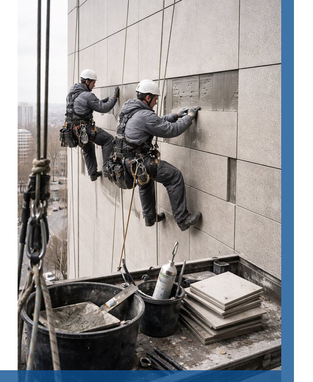 Ремонт фасада из керамогранита в Белой Калитве от 2593 р. | ВЫСОТНИК-Бкл