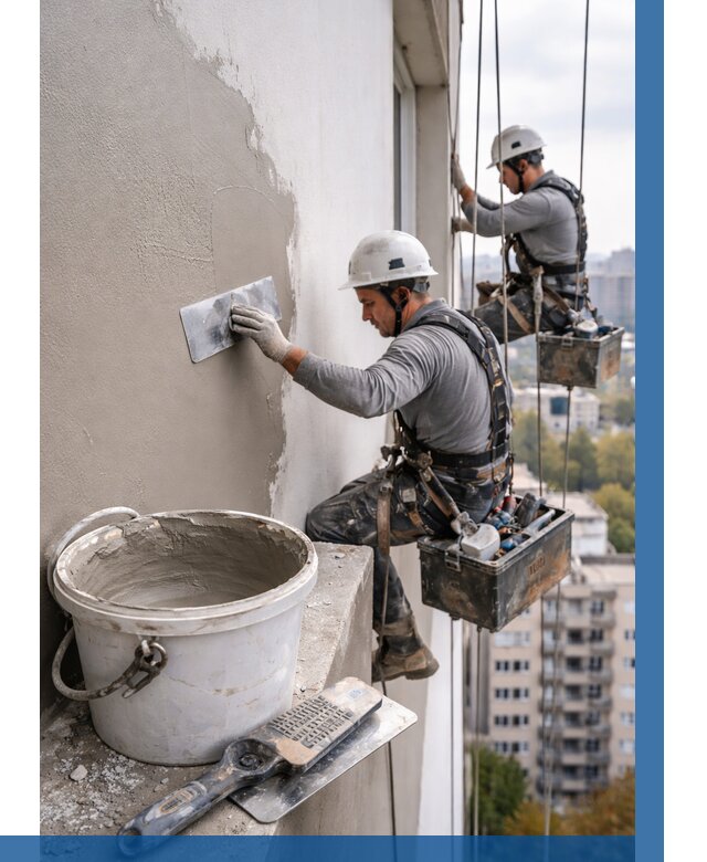 Шпаклевка фасада на высоте в Белой Калитве от 726 р. | ВЫСОТНИК-Бкл