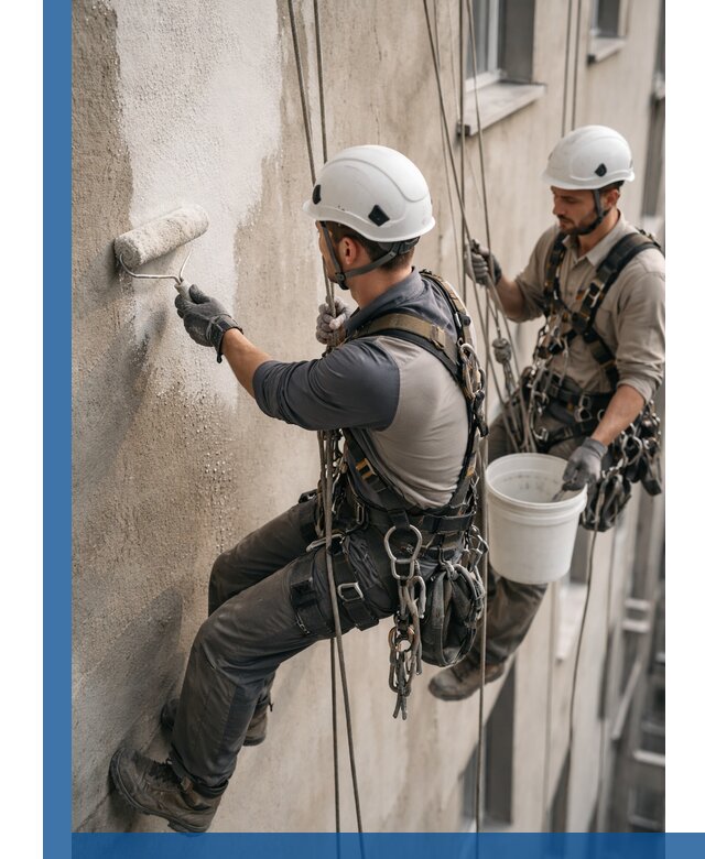 Грунтовка фасада на высоте в Белой Калитве промышленными альпинистами