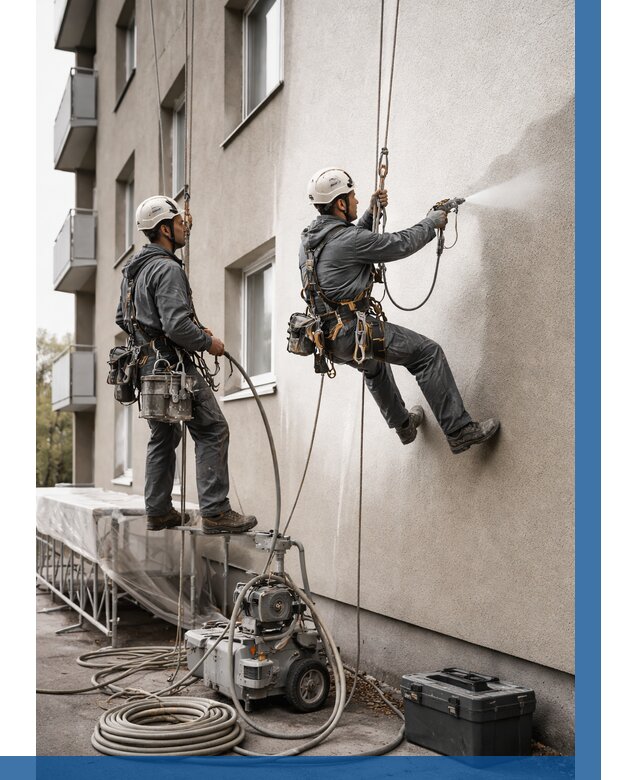 Безвоздушная покраска фасада в Белой Калитве от 228 р/м² | ВЫСОТНИК-Бкл