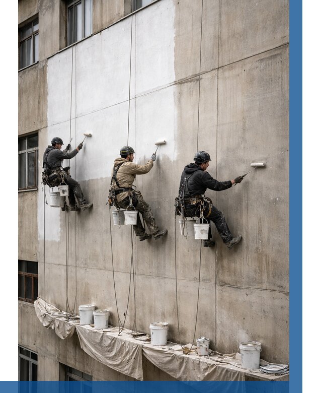 Покраска бетонного фасада в Белой Калитве от 363 р за м2 | ВЫСОТНИК-Бкл