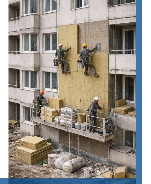 Утепление фасада минватой в Белой Калитве от 1556 р. | ВЫСОТНИК-Бкл