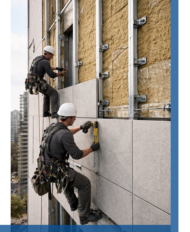 Монтаж вентилируемого фасада в Белой Калитве от 3630 р. | ВЫСОТНИК-Бкл