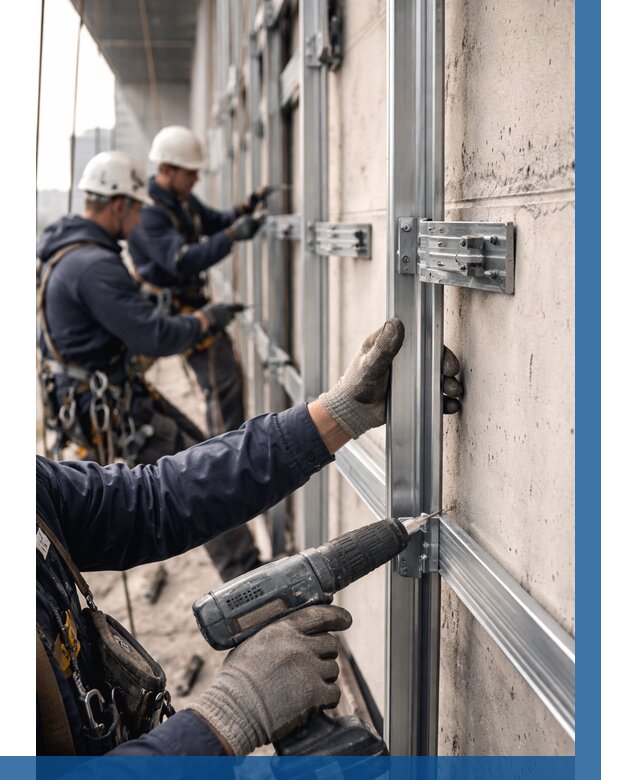 Монтаж подсистемы вентфасада в Белой Калитве от 882 р. | ВЫСОТНИК-Бкл