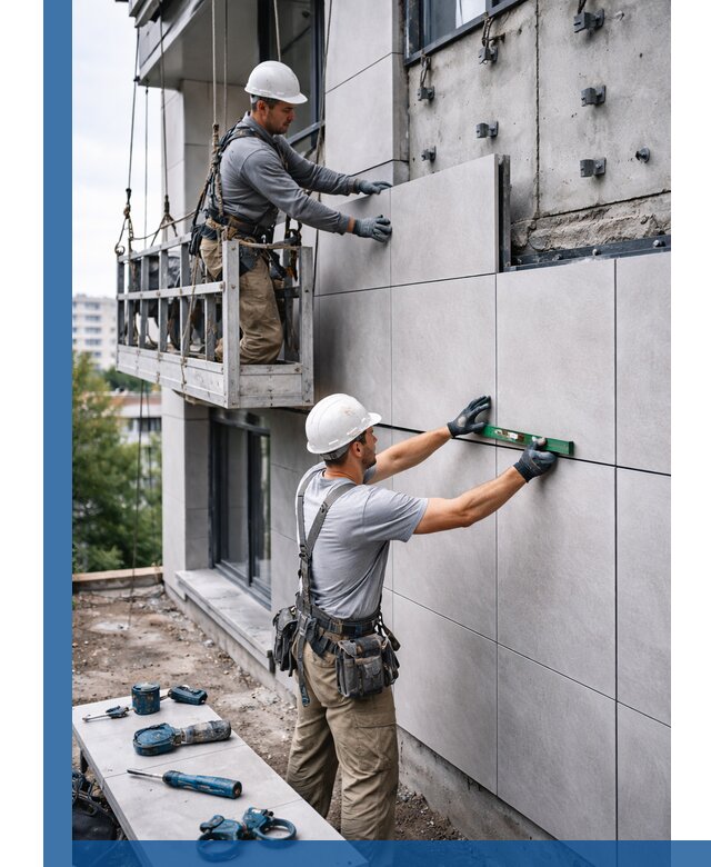 Монтаж керамогранита на фасад в Белой Калитве под ключ с гарантией качества