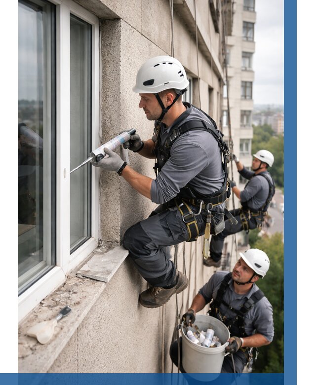 Герметизация оконных швов снаружи в Белой Калитве от 1556 р. | ВЫСОТНИК-Бкл