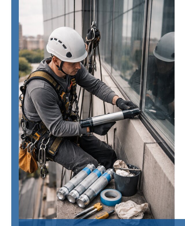 Герметизация стыков витража в Белой Калитве для герметичных фасадов