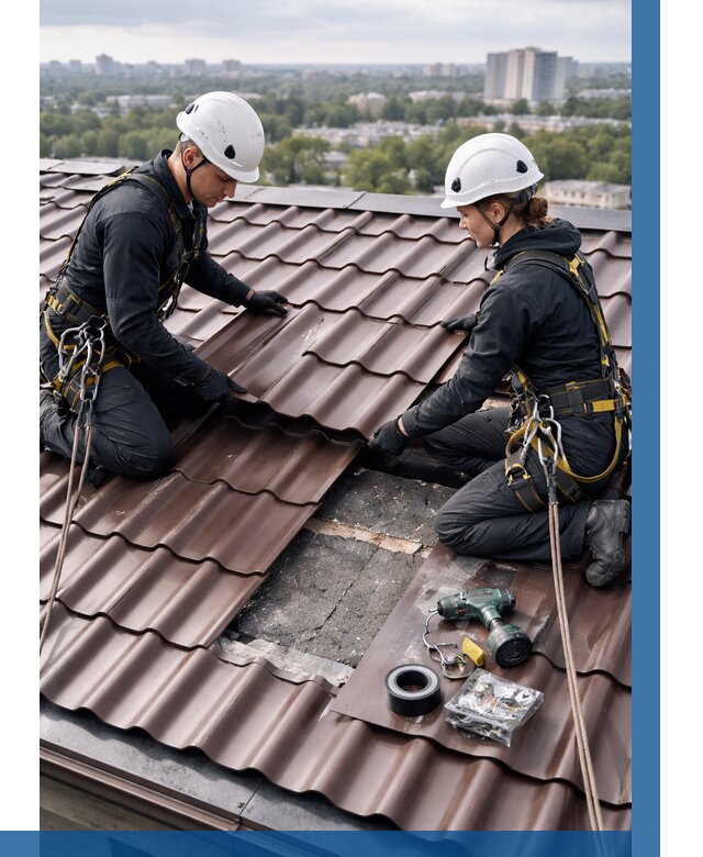 Ремонт металлочерепицы на крыше в Белой Калитве от 933 р. | ВЫСОТНИК-Бкл