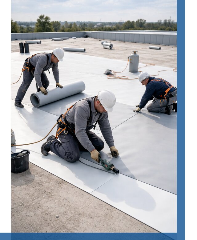 Монтаж мембранной кровли под ключ в Белой Калитве от 1245 р. | ВЫСОТНИК-Бкл