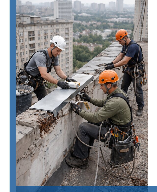 Ремонт парапета на кровле в Белой Калитве, высотные работы с гарантией