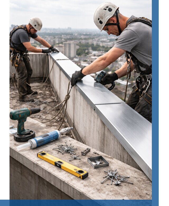 Монтаж парапетных крышек в Белой Калитве от 830 р. | ВЫСОТНИК-Бкл