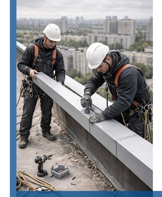 Монтаж парапетных крышек и ограждений кровли в Белой Калитве