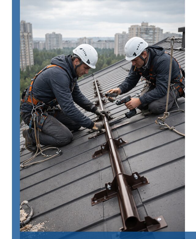 Монтаж снегозадержателей на кровле зданий в Белой Калитве под ключ