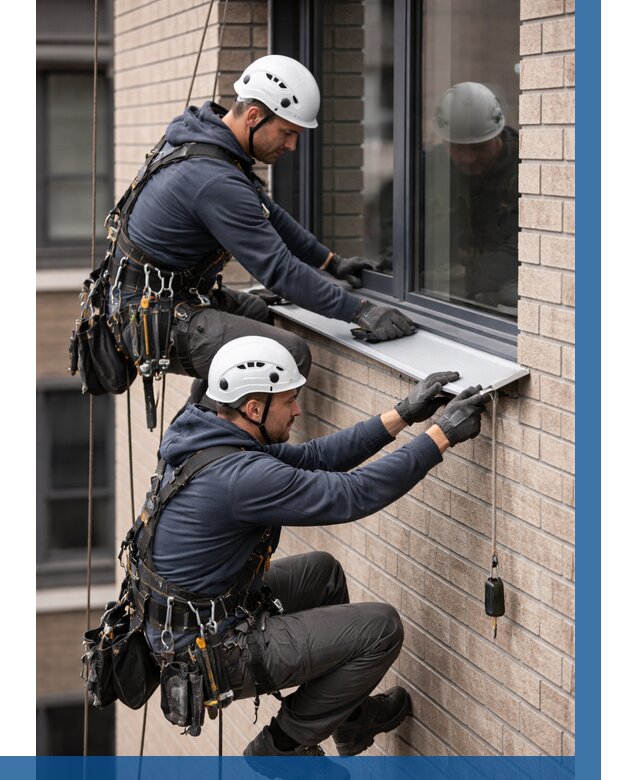 Монтаж оконных отливов под ключ в Белой Калитве от 3630 р. | ВЫСОТНИК-Бкл