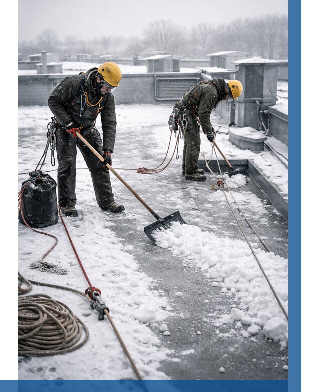 Очистка крыши от снега в Белой Калитве от 7778 р. | ВЫСОТНИК-Бкл