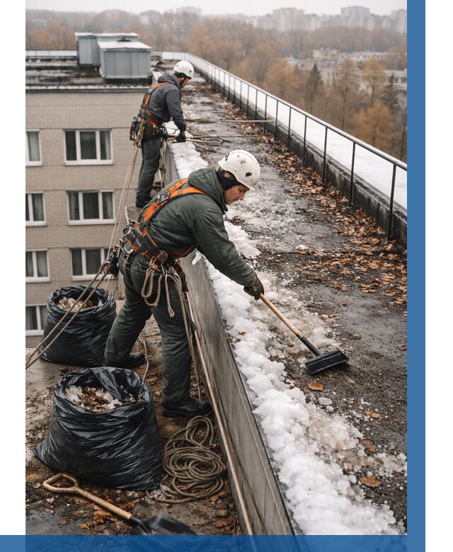 Очистка кровли по периметру в Белой Калитве от 570 р. | ВЫСОТНИК-Бкл