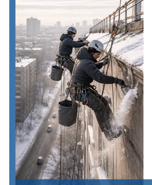 Очистка карнизов от снега в Белой Калитве профессионально и безопасно