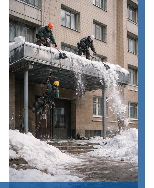 Очистка козырьков от снега в Белой Калитве от 3630 р. | ВЫСОТНИК-Бкл