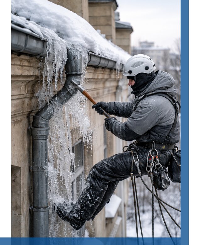 Очистка водостоков от льда в Белой Калитве от 3630 р. | ВЫСОТНИК-Бкл