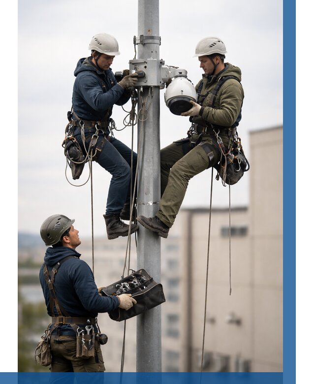 Установка видеокамер на мачте в Белой Калитве от 8815 р. | ВЫСОТНИК-Бкл