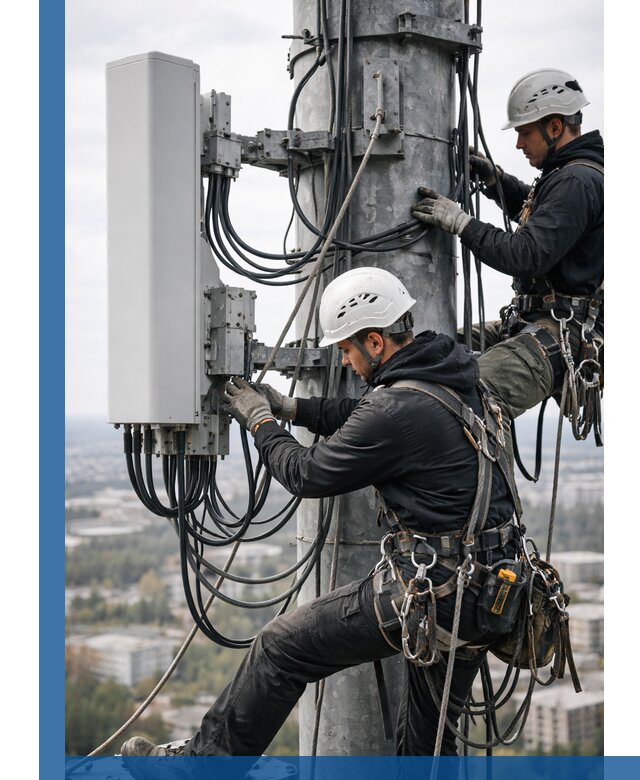 Монтаж оборудования связи на мачте в Белой Калитве с пусконаладкой