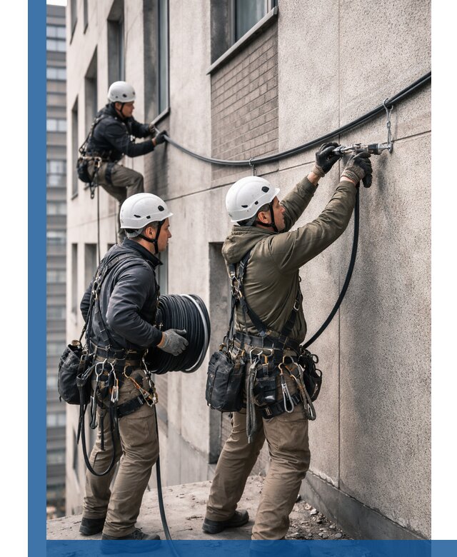 Прокладка кабеля по фасаду в Белой Калитве, профессиональный монтаж