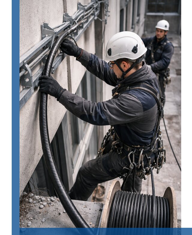 Протяжка кабеля питания на высоте в Белой Калитве с гарантией безопасности и качества