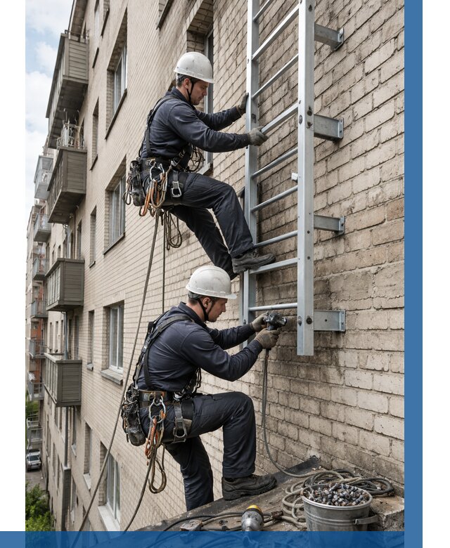 Монтаж пожарной лестницы в Белой Калитве от 25928 р заказать у ВЫСОТНИК-Бкл