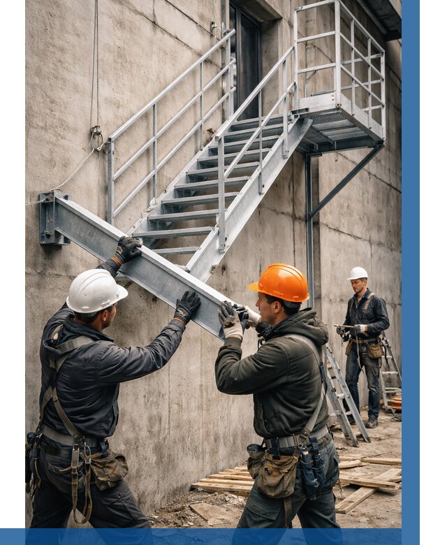 Монтаж металлических лестниц в Белой Калитве от 15557 р. | ВЫСОТНИК-Бкл