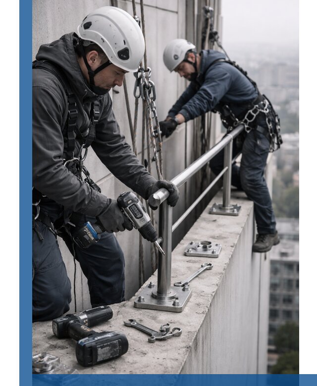 Монтаж перил на высоте в Белой Калитве для жилых и промобъектов