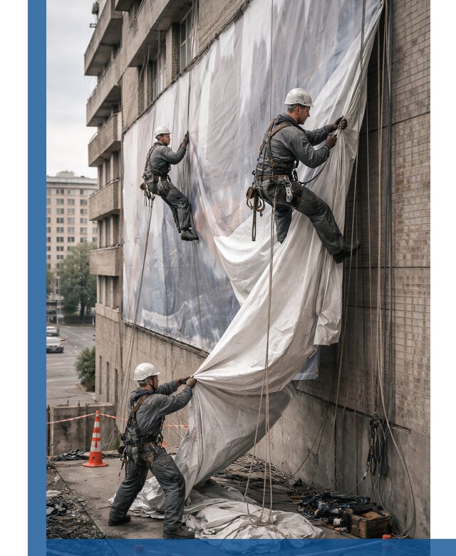 Демонтаж баннеров с фасада в Белой Калитве оперативно и безопасно