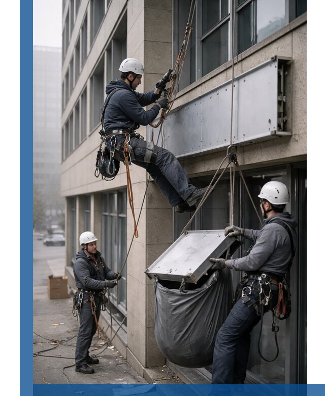 Демонтаж рекламной вывески с высотными работами в Белой Калитве