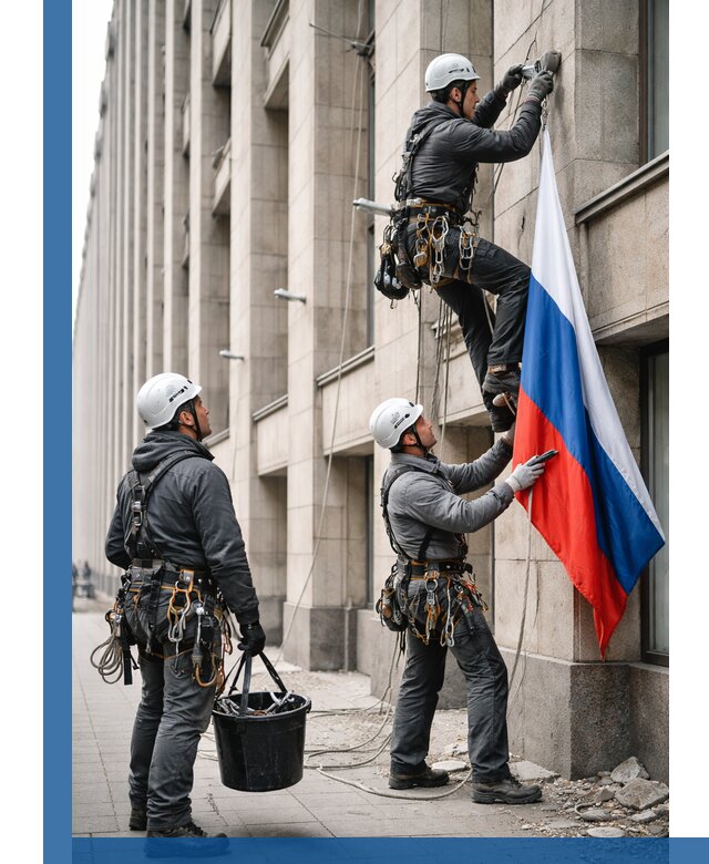 Профессиональная установка флагов на фасаде в Белой Калитве