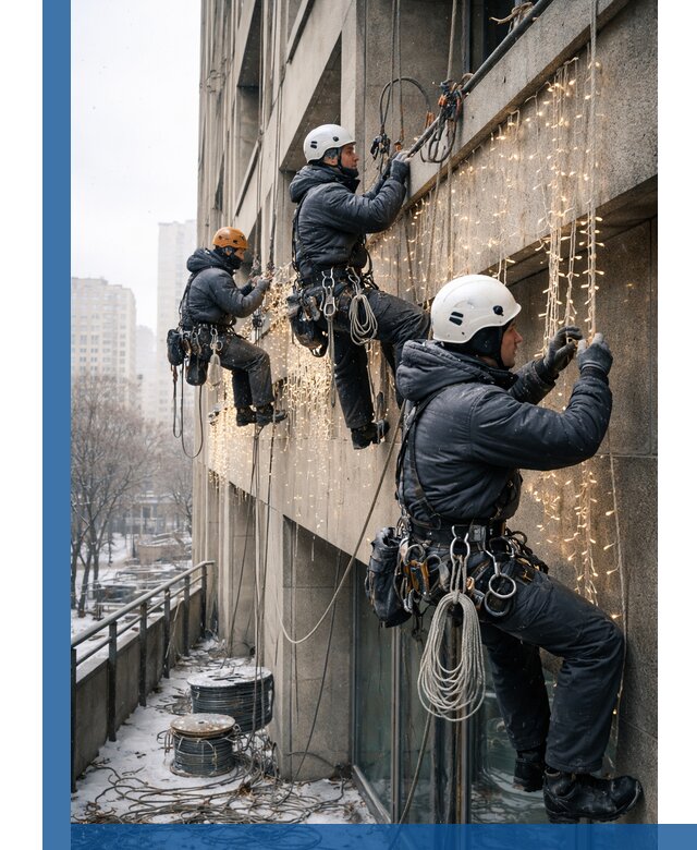 Монтаж новогодней иллюминации и украшение фасадов в Белой Калитве