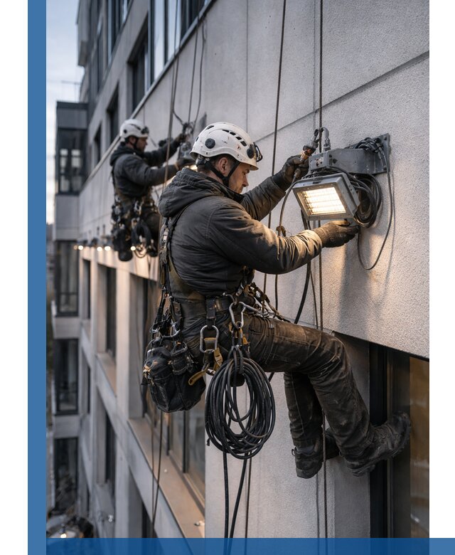 Монтаж фасадного освещения в Белой Калитве установка и подключение