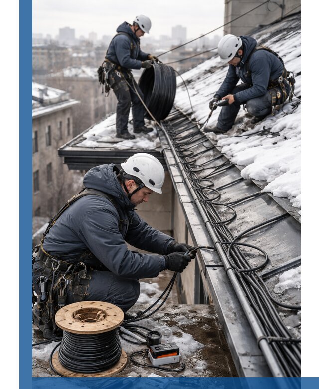 Монтаж греющего кабеля на кровле в Белой Калитве под ключ