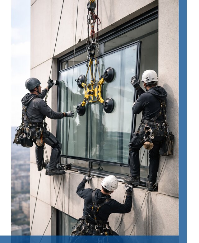 Монтаж стеклопакетов на высоте в Белой Калитве от 3319 р. | ВЫСОТНИК-Бкл