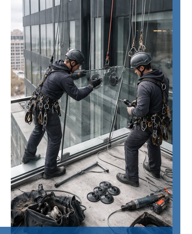 Монтаж стеклянных ограждений в Белой Калитве от 2593 р. | ВЫСОТНИК-Бкл