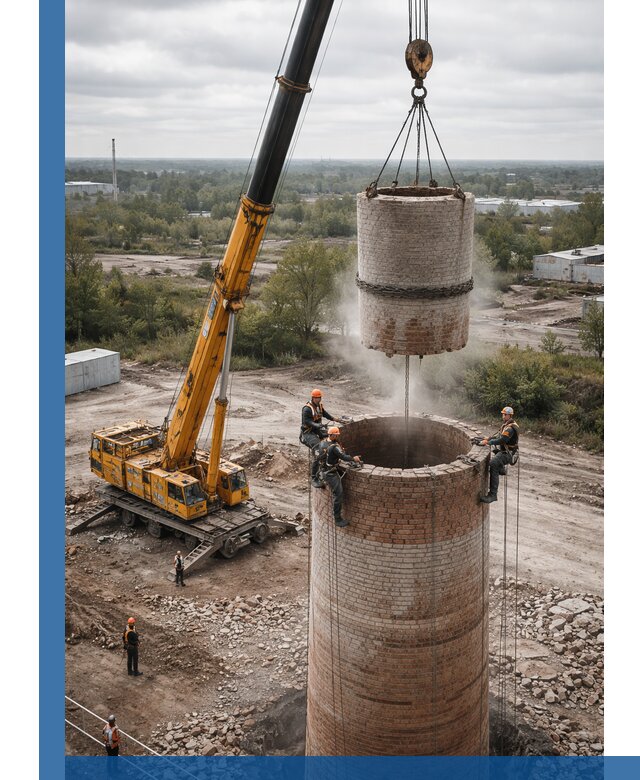Демонтаж дымовой трубы в Белой Калитве с гарантиями безопасности