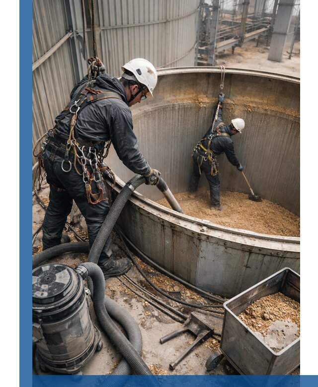 Профессиональная чистка зерновых бункеров в Белой Калитве с выездом