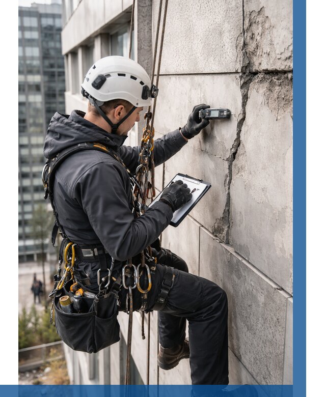 Обследование фасада альпинистами в Белой Калитве от 124 р. | ВЫСОТНИК-Бкл